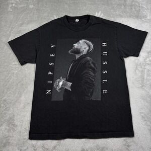 Nipsey Hussle Shirt Mens Large black Hiphop Rap Tee Y2k Skate Streetwear LA